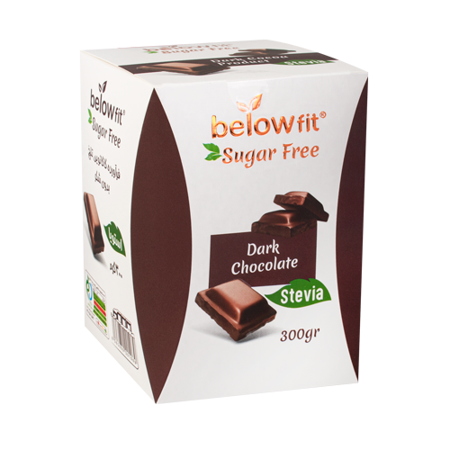 فرآورده کاکائویی تلخ بدون شکر با استویا بیلوفیت 300 گرمی بیلو Below